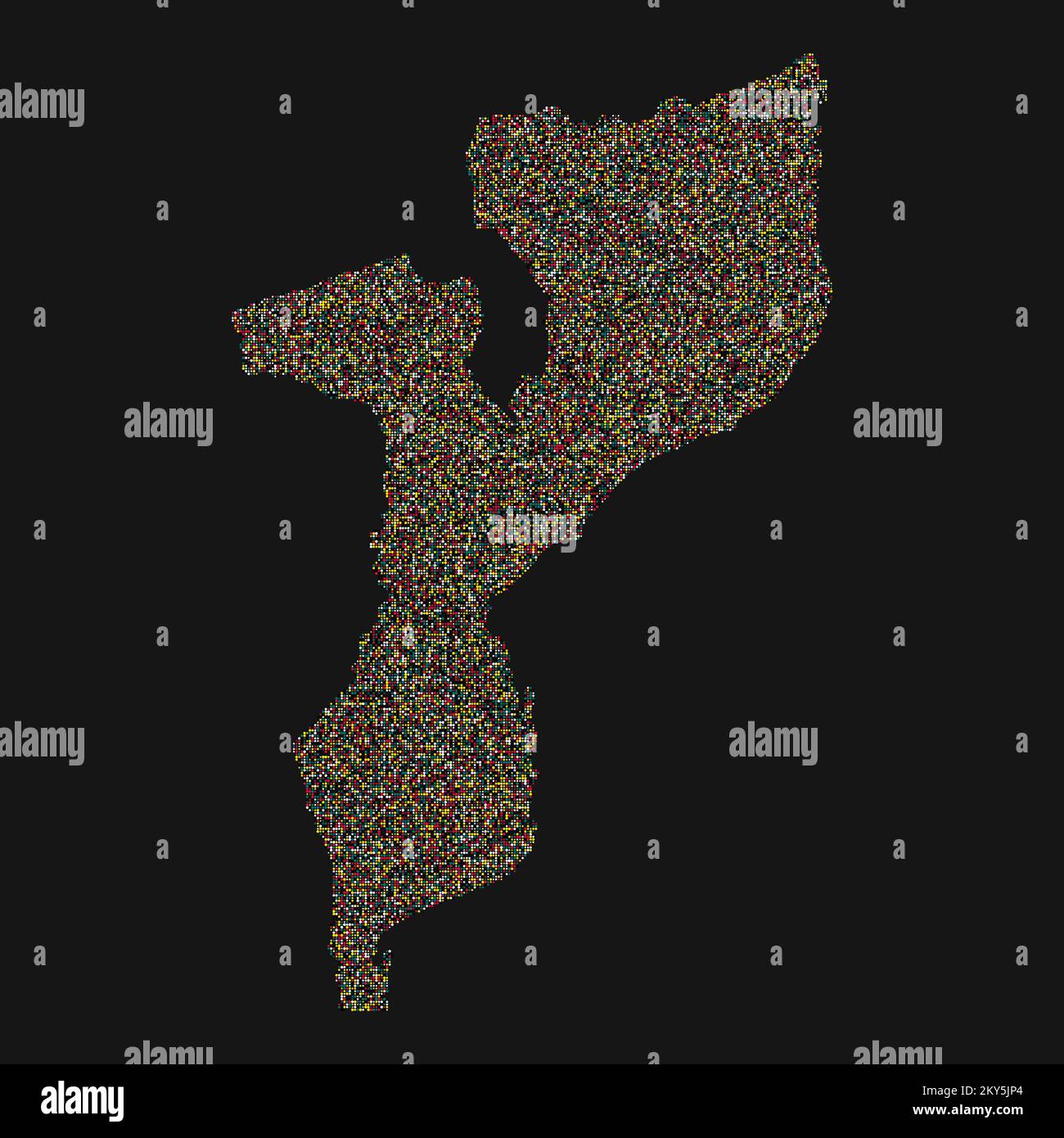 Mozambique Silhouette Pixelated generative pattern illustration Stock Vector