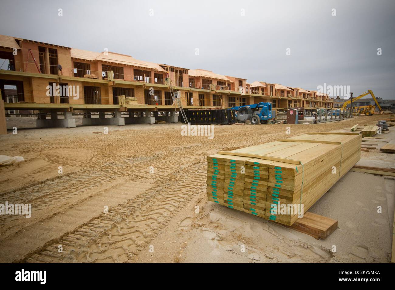 Private Cabanas are Rebuilt after Sandy. New Jersey Hurricane Sandy. Photographs Relating to Disasters and Emergency Management Programs, Activities, and Officials Stock Photo