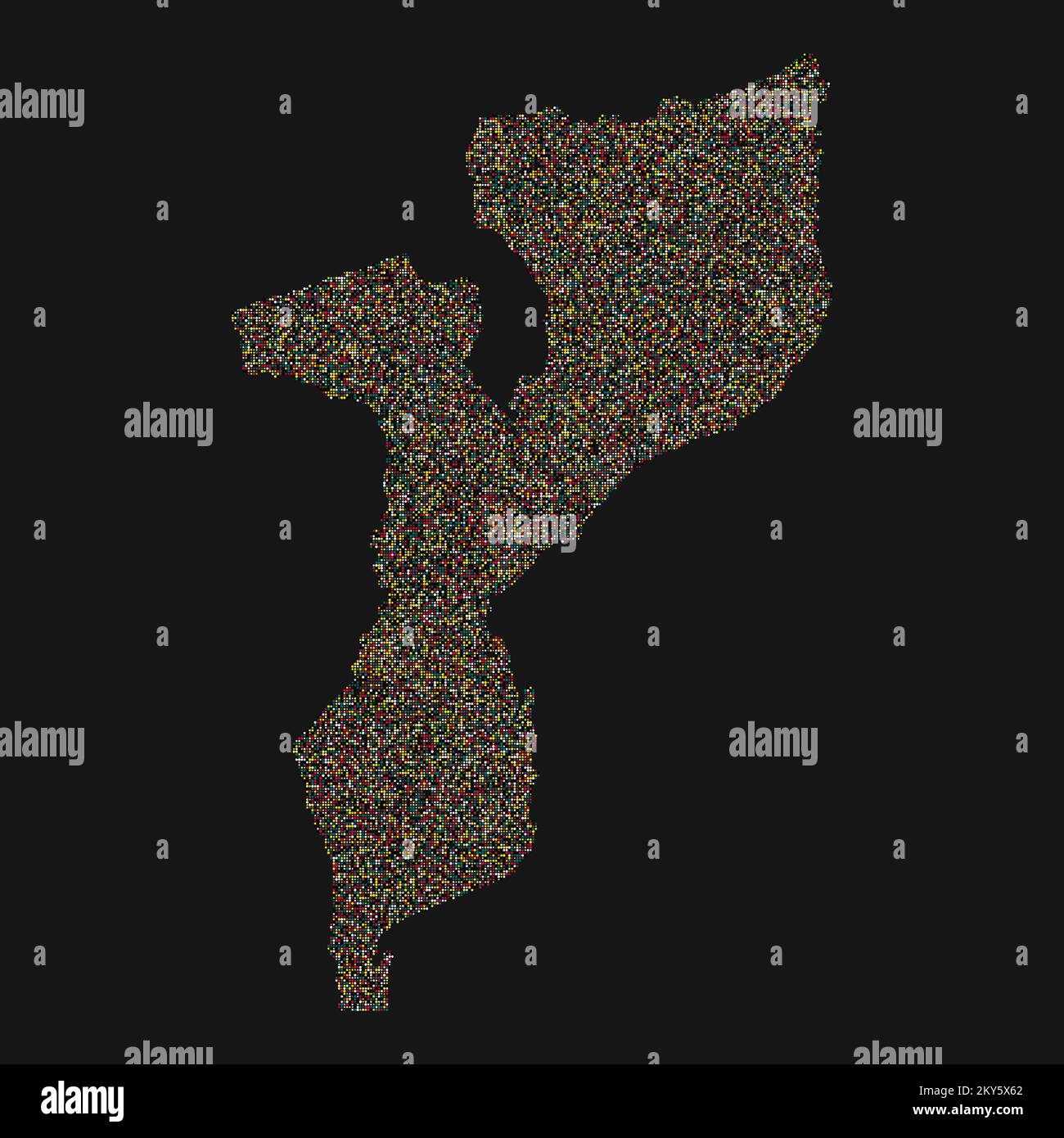 Mozambique Silhouette Pixelated generative pattern illustration Stock Vector