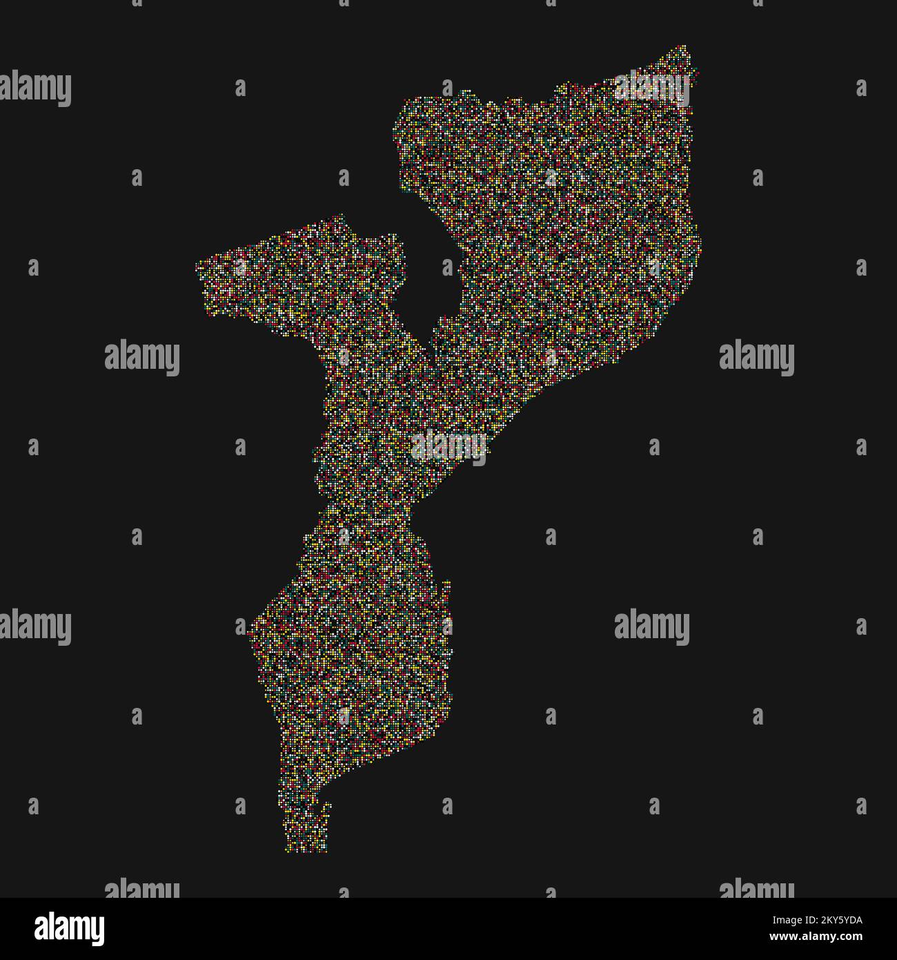 Mozambique Silhouette Pixelated generative pattern illustration Stock Vector