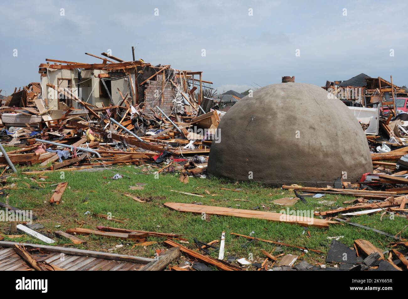 Storm Shelter Survives EF-5 Tornado.. Photographs Relating to Disasters and Emergency Management Programs, Activities, and Officials Stock Photo