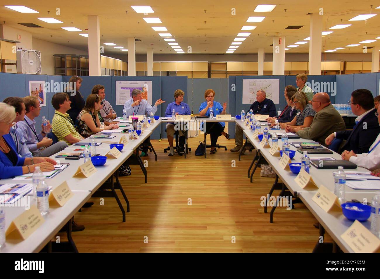 Oklahoma City, Okla., July 24, 2013   Staff members from Oklahoma's seven Congressional offices listen to State Coordinating Officer, Michelann Ooten explain the State and FEMA partnership after the May tornadoes. Dominick Biocchi/FEMA. Oklahoma City, Okla. July 25, 2013 -- Staff members from Oklahoma's seven Congressional offices listen to State Coordinating Officer, Michelann Ooten explain the State and FEMA partnership after the May tornadoes. Dominick Biocchi/FEMA. Photographs Relating to Disasters and Emergency Management Programs, Activities, and Officials Stock Photo