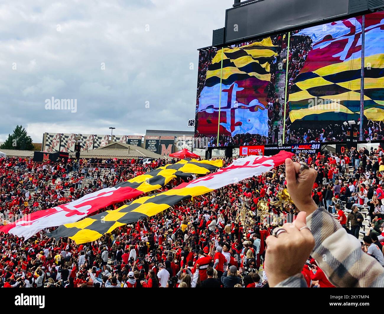 SECU Stadium is an outdoor athletic stadium on the campus of the University of Maryland in College Park, Maryland. Terrapin Football Game. Stock Photo