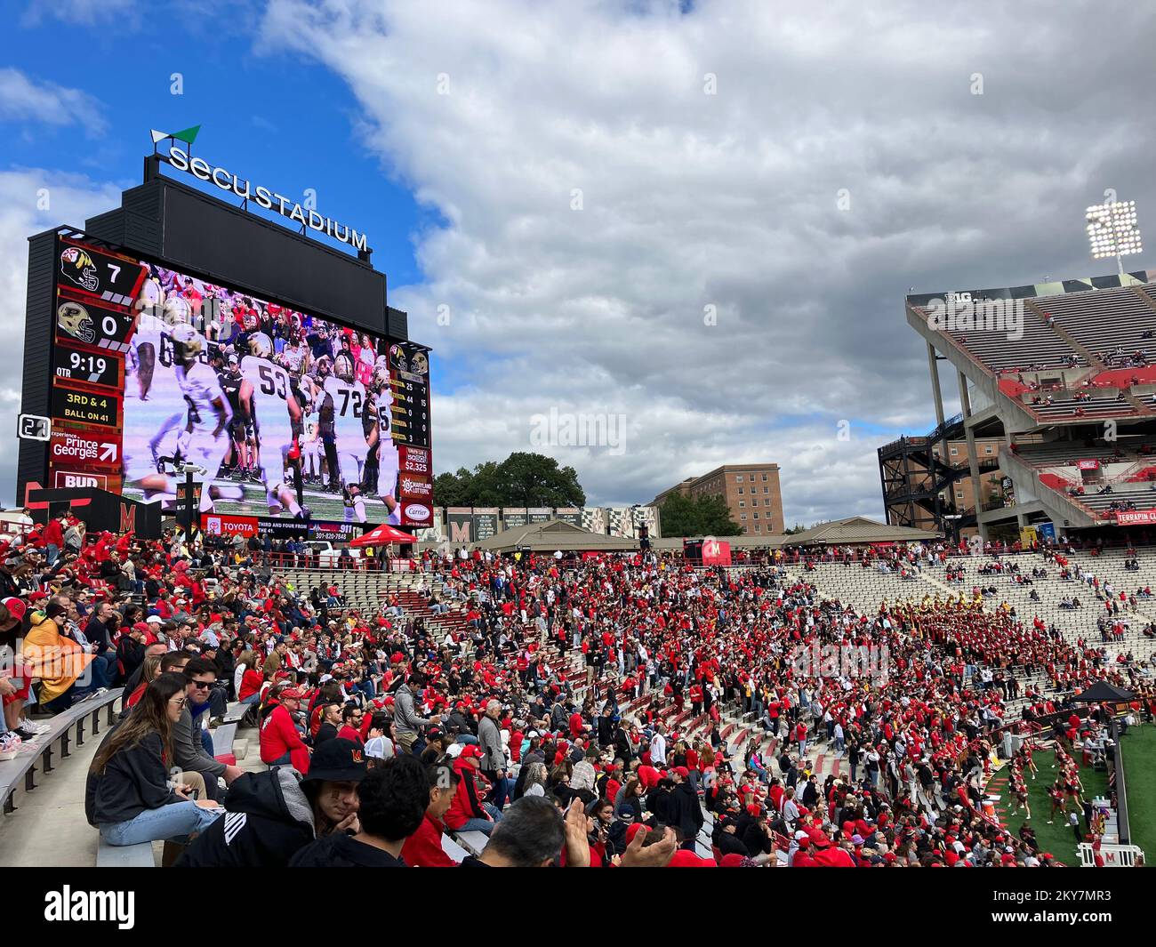 SECU Stadium is an outdoor athletic stadium on the campus of the University of Maryland in College Park, Maryland. Terrapin Football Game. Stock Photo