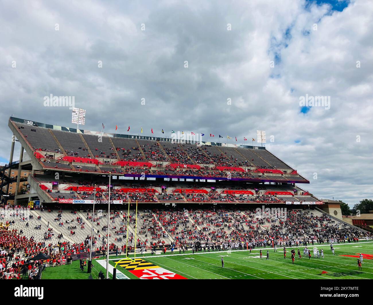 SECU Stadium is an outdoor athletic stadium on the campus of the University of Maryland in College Park, Maryland. Terrapin Football Game. Stock Photo