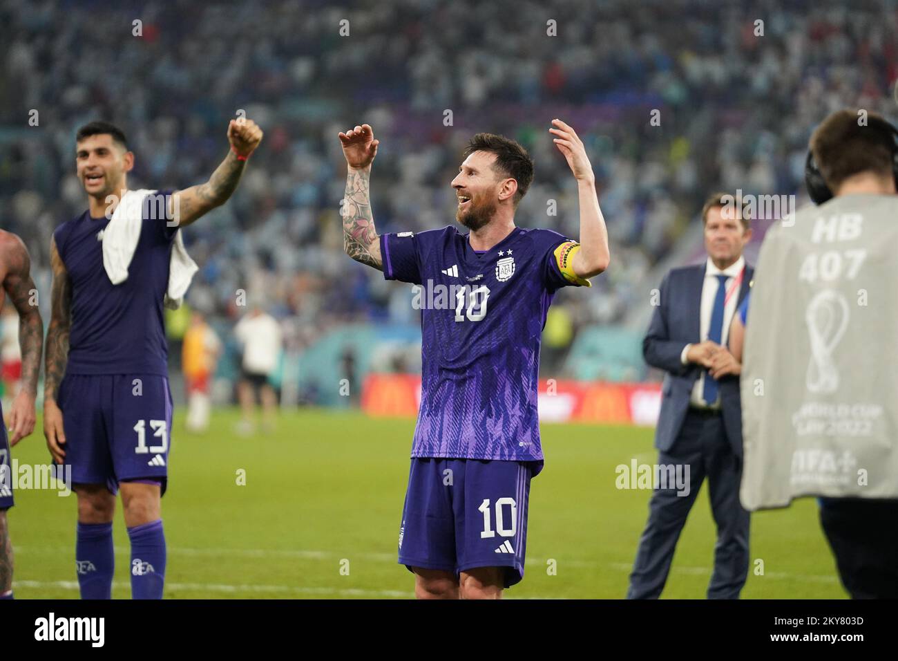 DOHA, QATAR - NOVEMBER 30: Players of Argentina celebrate the victory during the FIFA World Cup Qatar 2022 group C match between Argentina and Poland at Stadium 974 on November 30, 2022 in Doha, Qatar. (Photo by Florencia Tan Jun/PxImages) Credit: Px Images/Alamy Live News Stock Photo