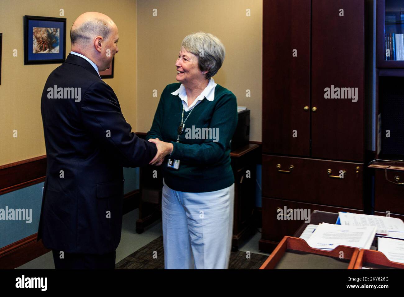 FEMA Chief of Staff meets with Regional Director of FEMA Region.. Photographs Relating to Disasters and Emergency Management Programs, Activities, and Officials Stock Photo