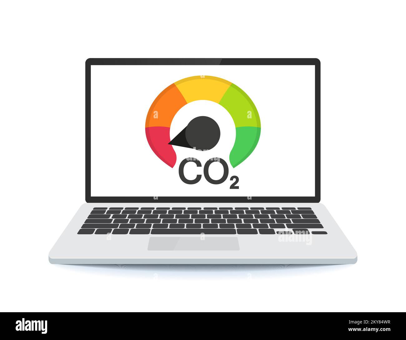 co2 indicator. ecology with a cloud on a laptop. Stock Vector