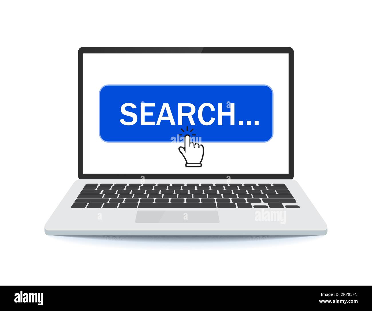 Shearch button on a laptop with a cursor. vector illustration Stock Vector