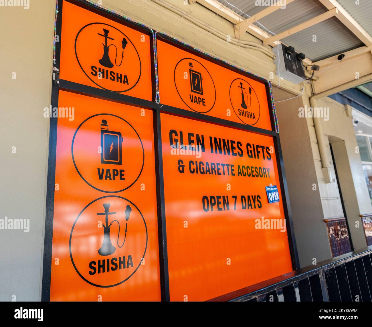 The front of the Glen Innes Gifts and Cigarette Accessories shop in  northern new south wales, australia Stock Photo