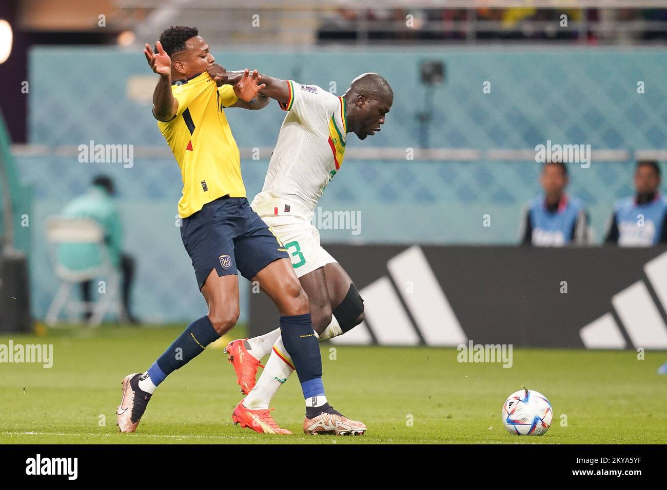 November 29, 2022 Diallo Abdou of Senegal battles for the ball with