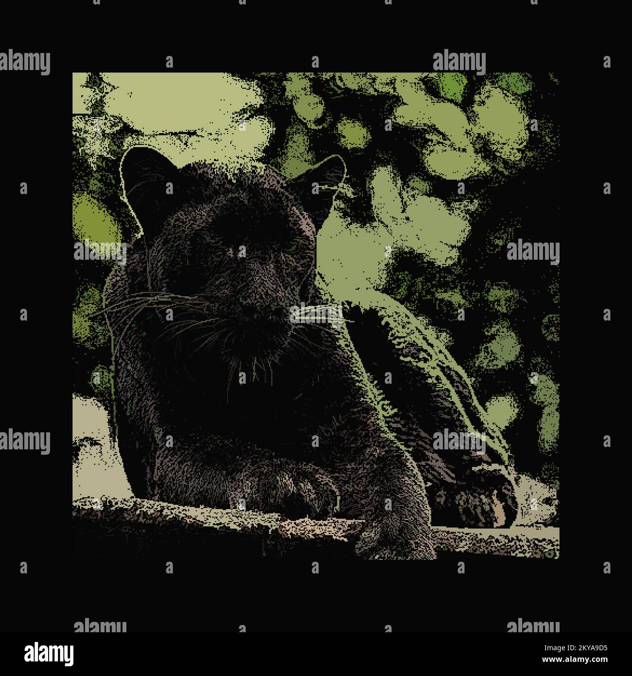8-bit pixel art panther, retro gaming, 3D rendering Stock Photo