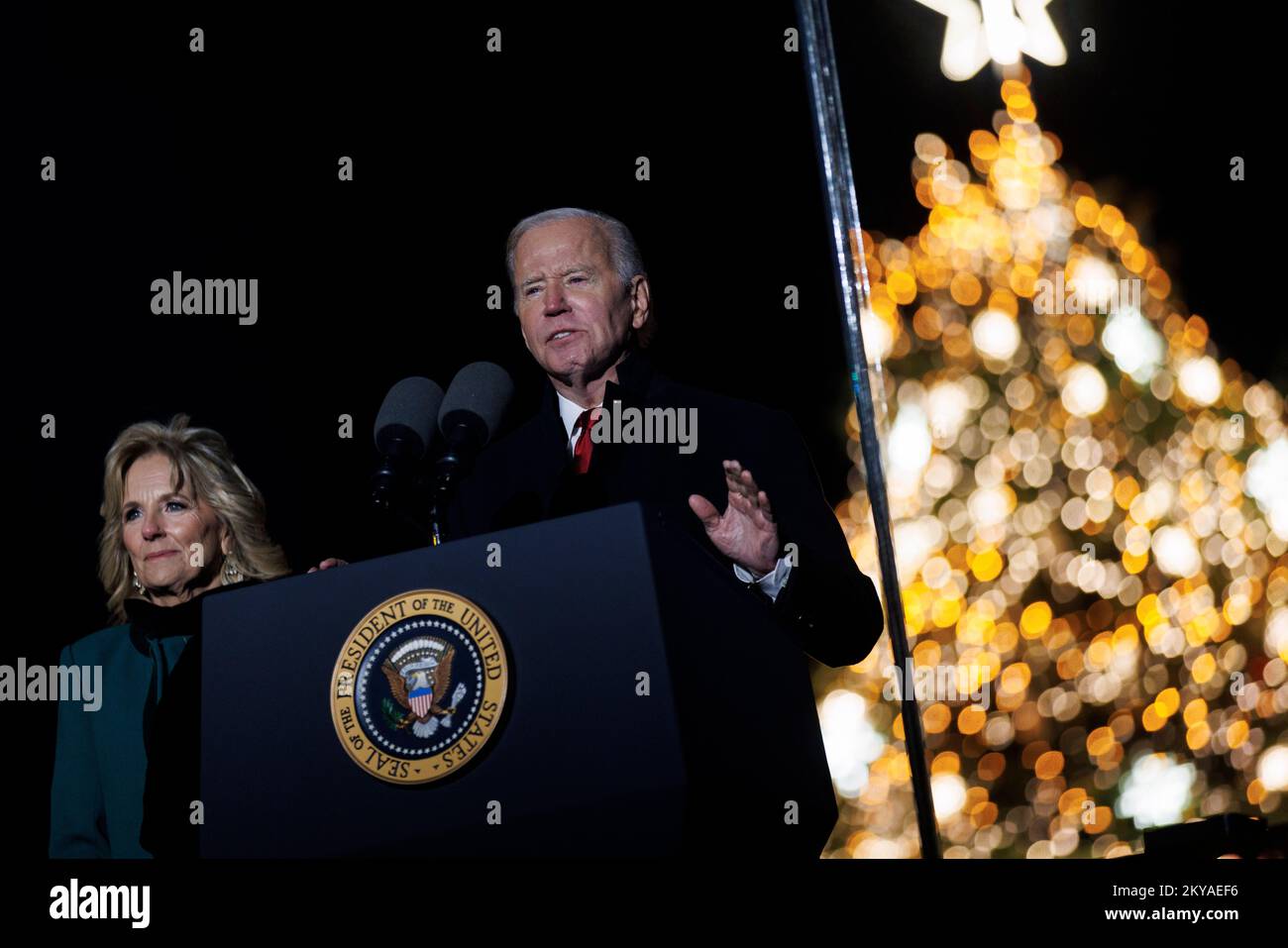 Washington, DC, USA. 30th Nov, 2022. US President Joe Biden speaks during 100th National