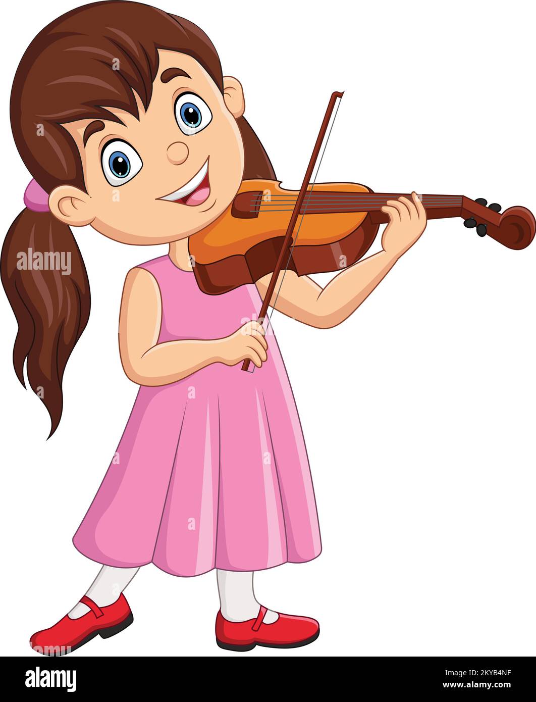 Cartoon little girl playing a violin Stock Vector Image & Art Alamy