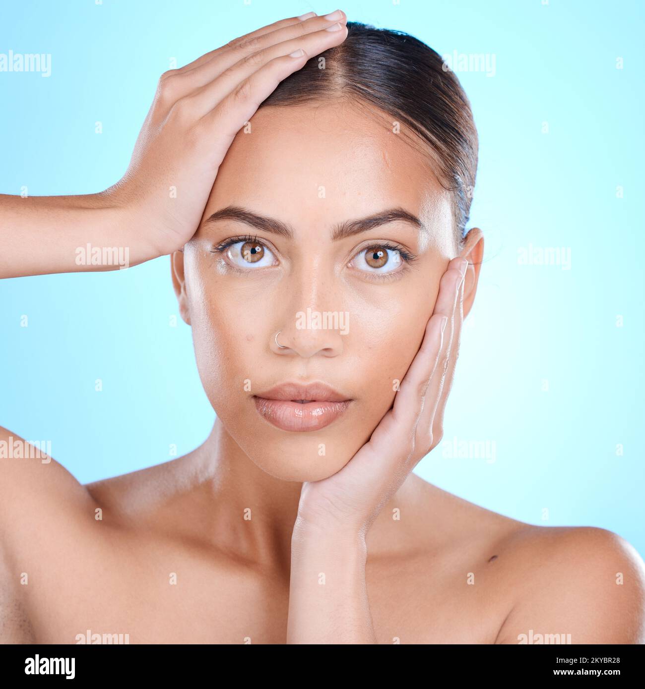 Face, woman beauty and skincare for wellness or makeup aesthetic