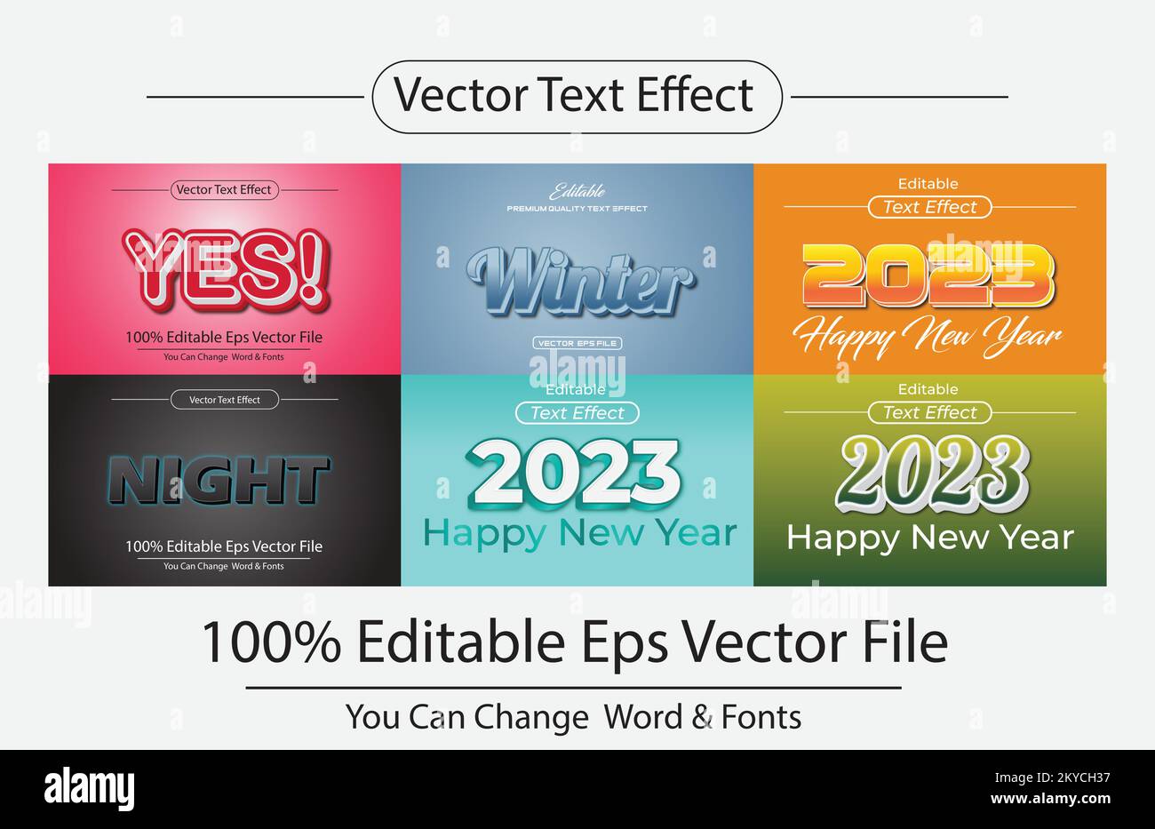 Editable 3d text effect layer style Stock Vector