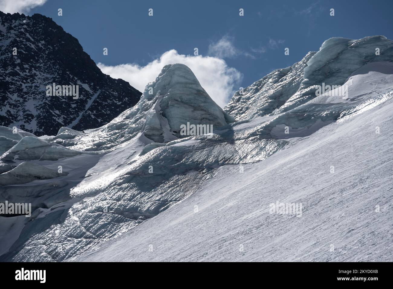 Alpeiner Ferner, ice on the glacier in winter, Neustift im Stubai Valley, Tyrol, Austria Stock Photo
