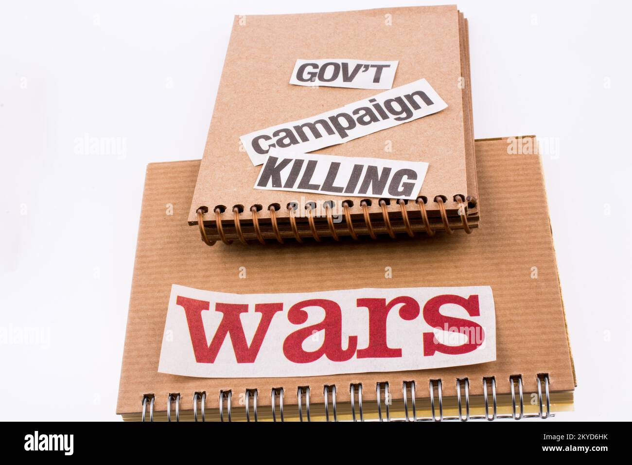 Torn Newspaper Title on a notebook Stock Photo
