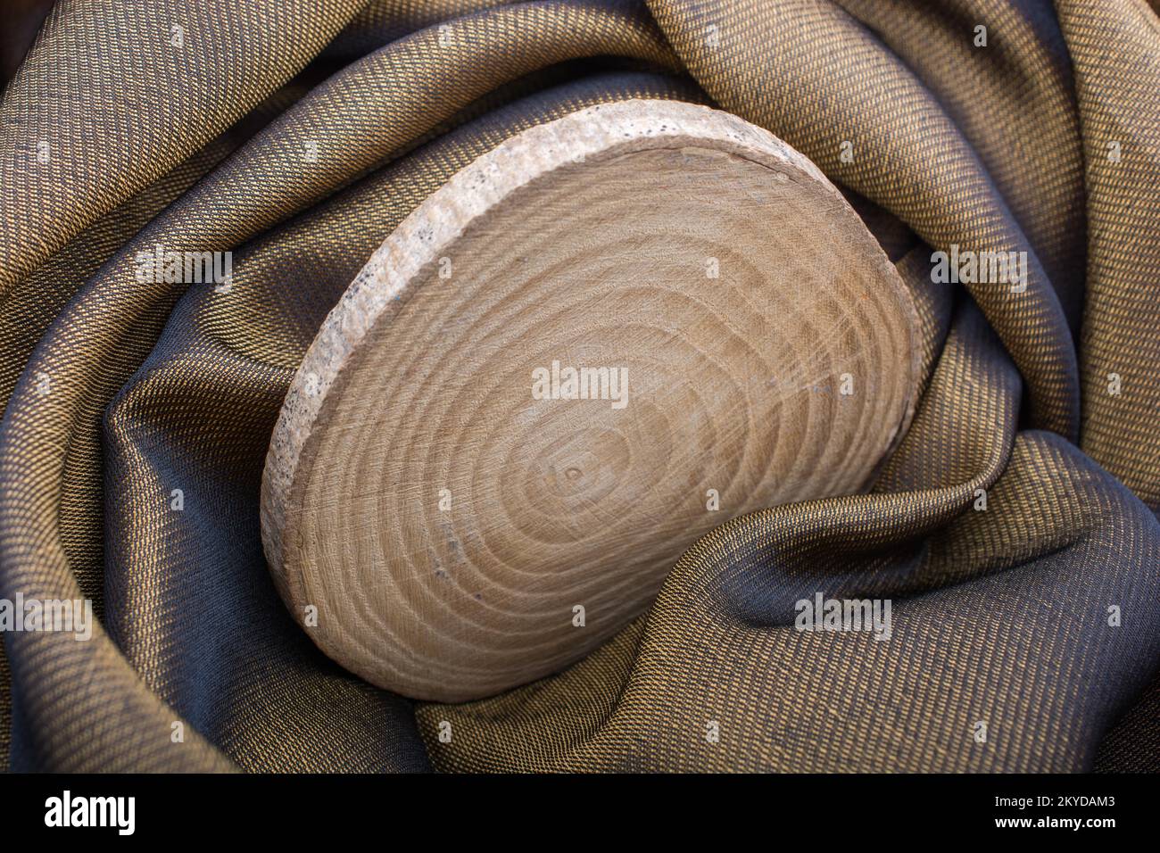 Wood Log cut in round thin pieces in view Stock Photo Alamy