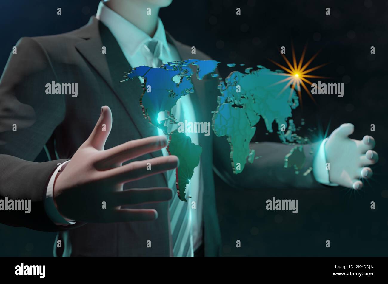 Close up of businessman holding world map in hands Stock Photo - Alamy