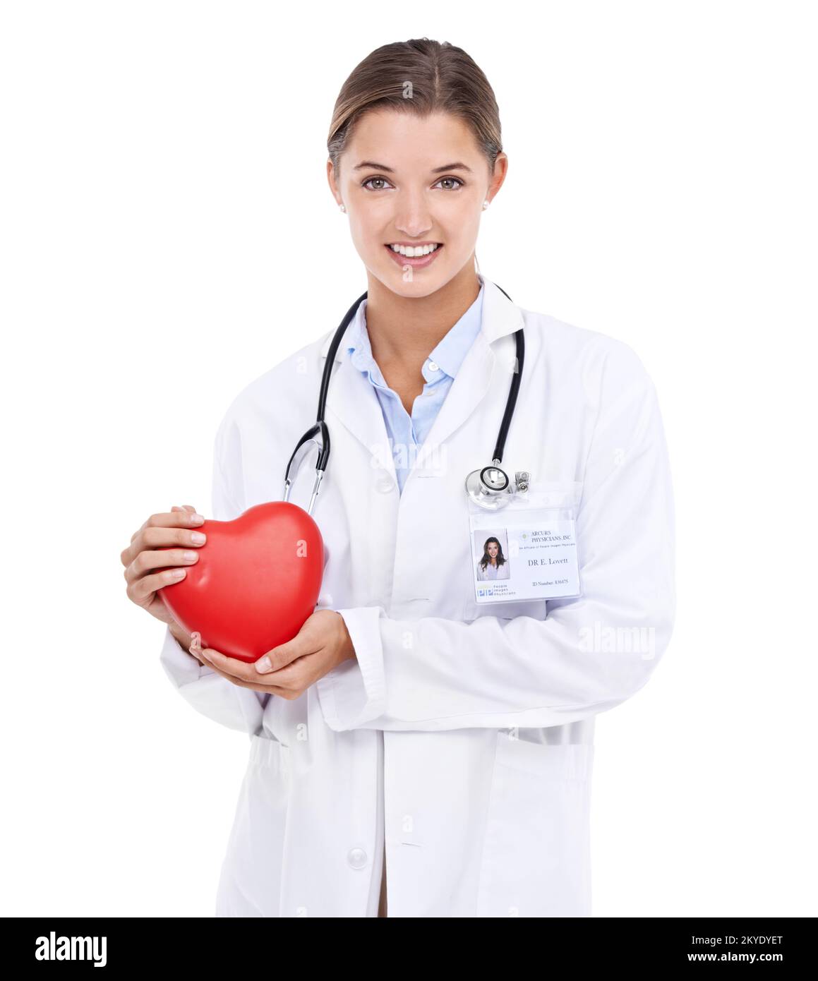 Take care of your heart. Cropped portrait of a young female cardiologist holding a heart shape. Stock Photo