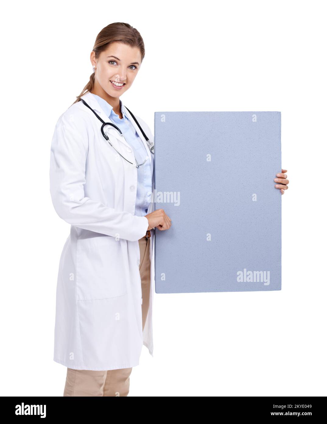 Introducing the new healthcare plan. Portrait of an attractive young woman holding copyspace. Stock Photo