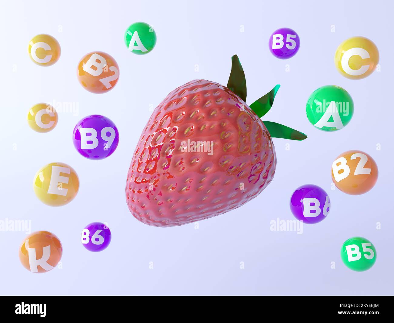 Strawberry infographics poster, Strawberry metal 3d illustration