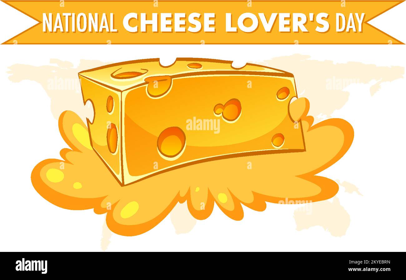 National Cheese Lovers Day logo banner illustration Stock Vector