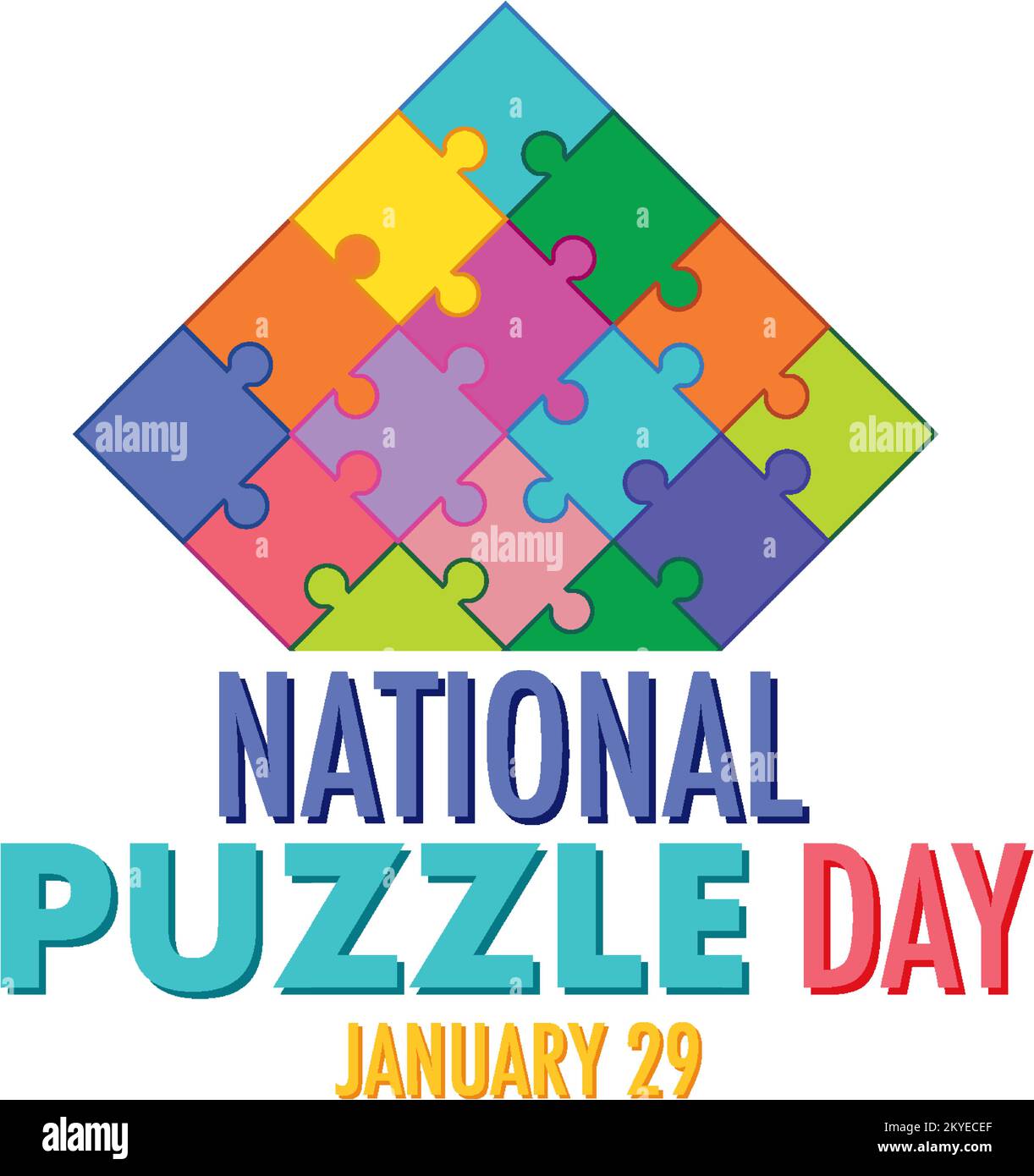 National Puzzle Day Banner illustration Stock Vector