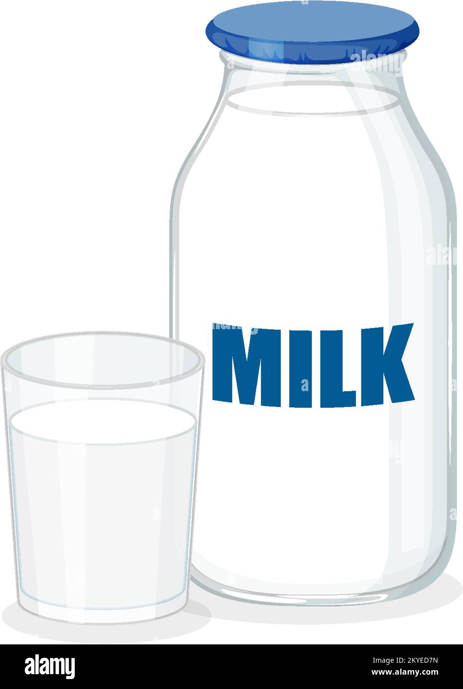Milk bottle with a glass illustration Stock Vector