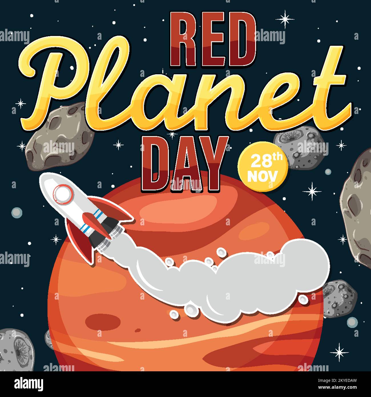 Red planet day poster template illustration Stock Vector