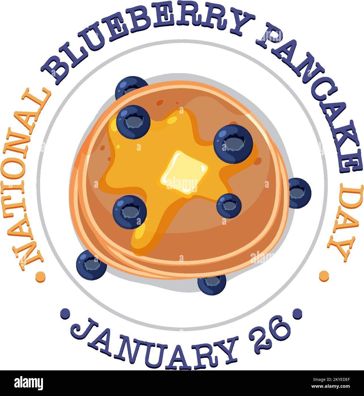 National Blueberry Pancake Day Banner illustration Stock Vector