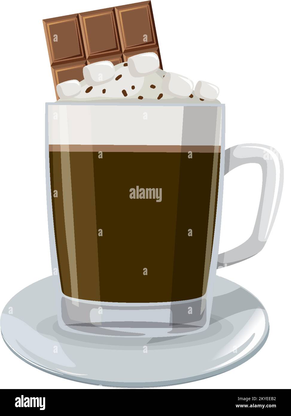 Hot chocolate with whipped cream illustration Stock Vector