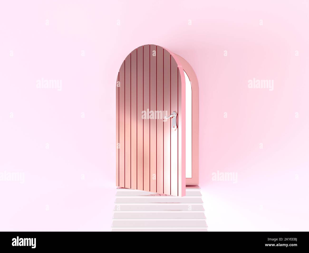 Grand opening illustration, background with open door, light and