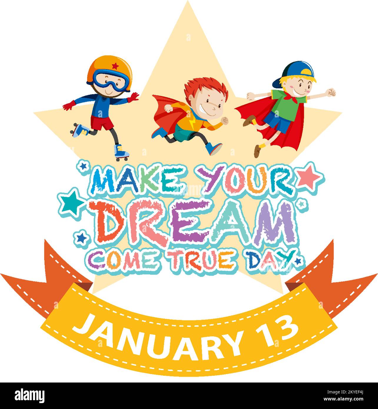 Make Your Dreams Come True Banner Design illustration Stock Vector