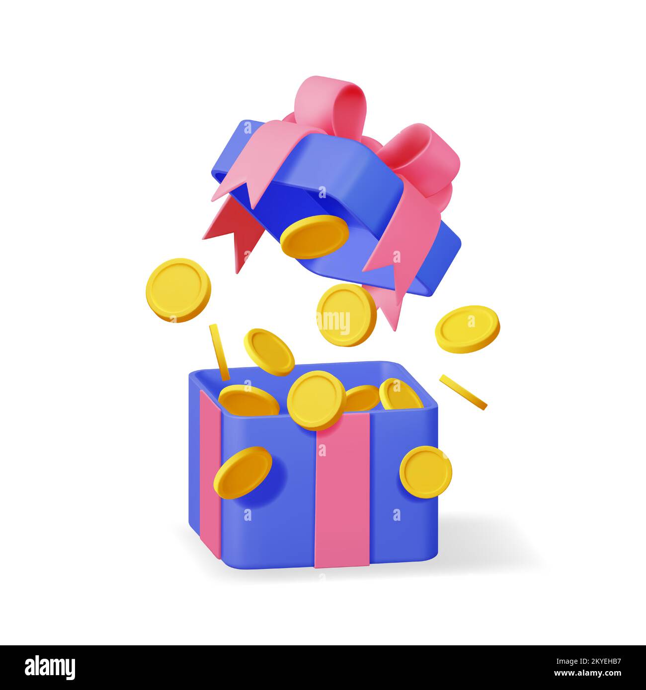 3D Open Gift Box Full of Gold Coins Stock Vector