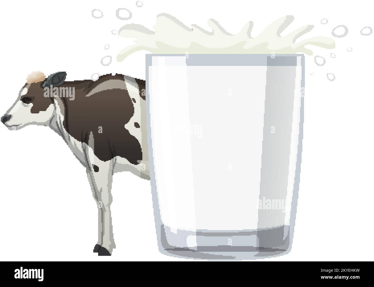 A cow with a glass of milk illustration Stock Vector