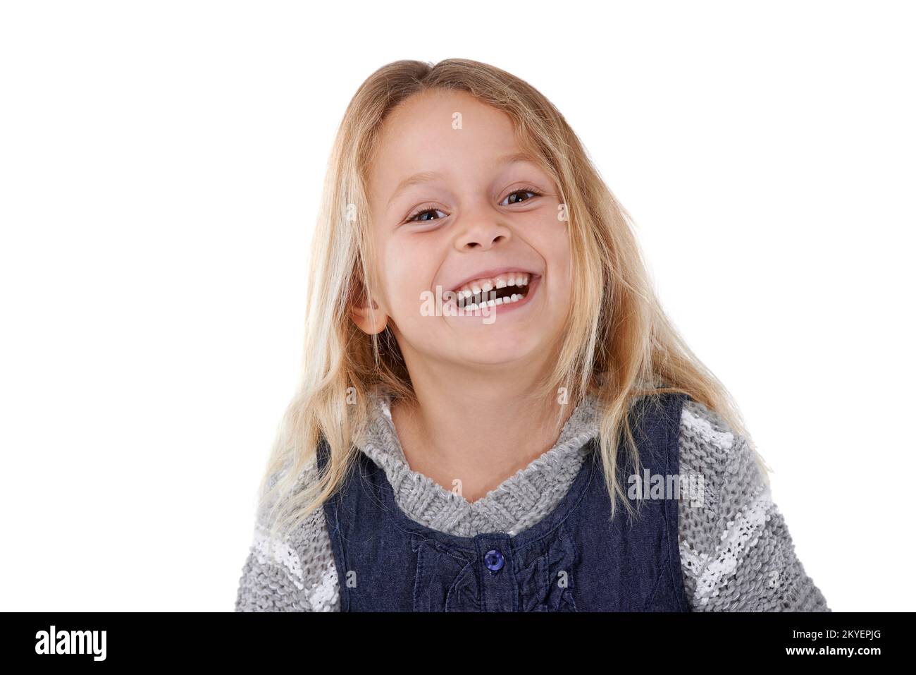 This little girl does things her own way. Portrait of an adorable