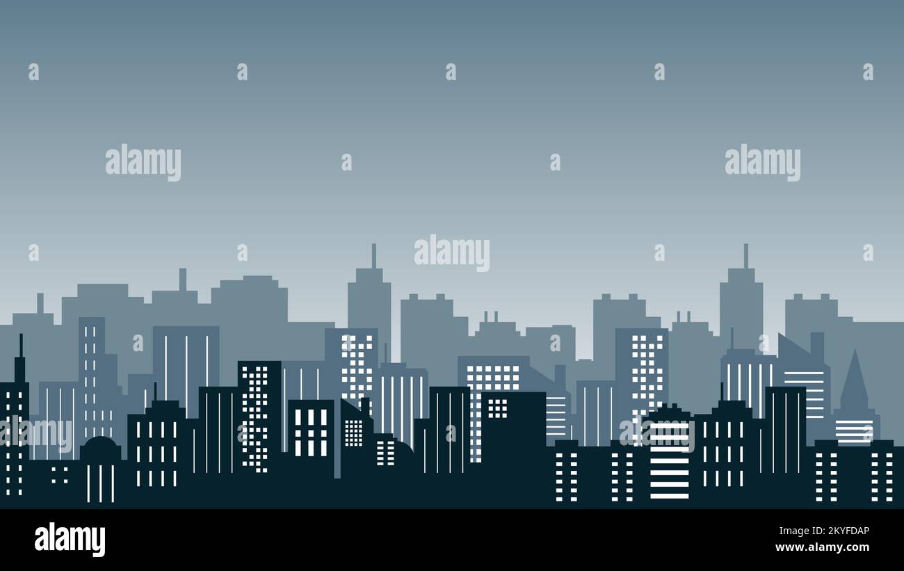 Vector City Silhouette with tall buildings around it. Collection city ...