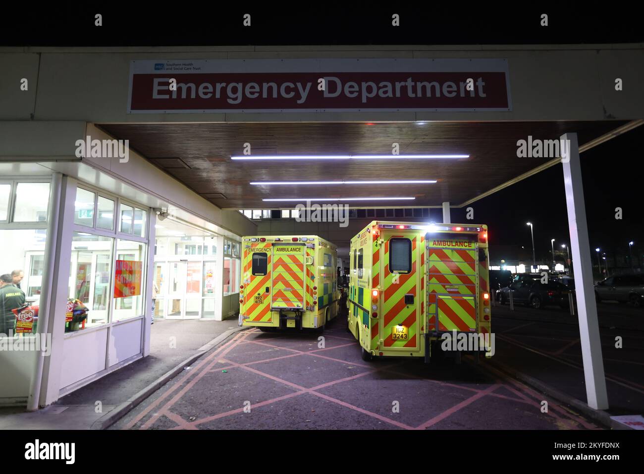 File photo dated 15/11/22 of a general view of the Accident and Emergency department at Craigavon Area Hospital near Belfast, as more than 40 NHS 'traffic control centres' have gone live across England with the aim of getting patients into beds more quickly and managing demand. Stock Photo