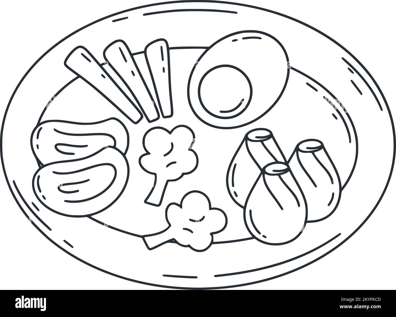 Chinese Cuisine Dish Doodle Illustration Asianfood On Plate Ink Sketch chinese-cuisine-dish-doodle-illustration-asianfood-on-plate-ink-sketch