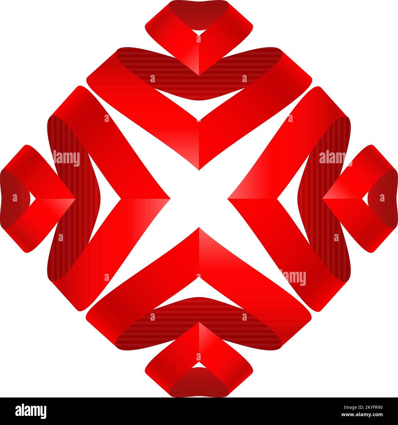Abstract Red Ribbon Stylized Abstract Red Ribbons Origami Element for Design on White ...