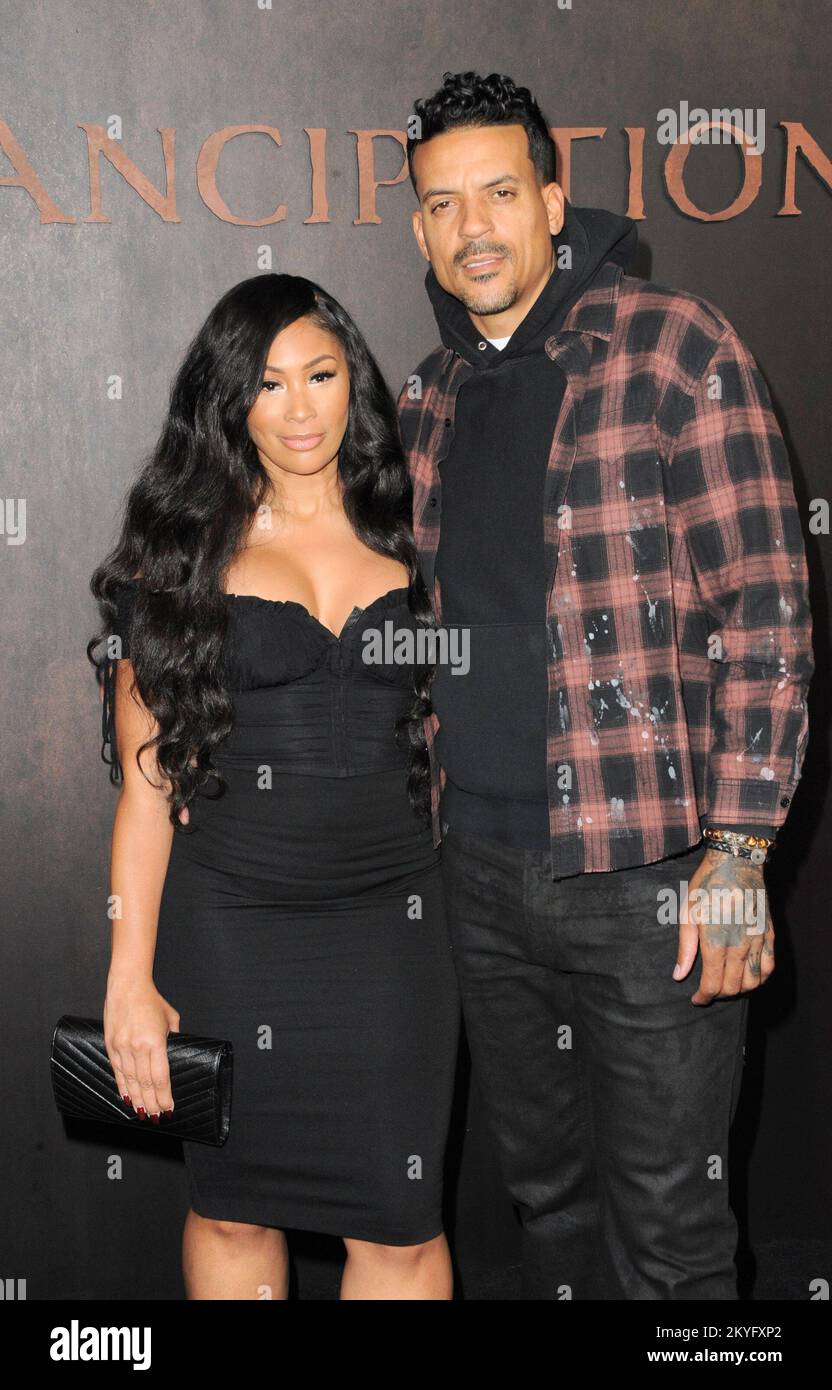 Anansa Sims, left, and Matt Barnes arrive at the premiere of  Emancipation, Wednesday, Nov. 30, 2022, at the Regency Village Theatre in  Los Angeles. (Photo by Jordan Strauss/Invision/AP Stock Photo - Alamy