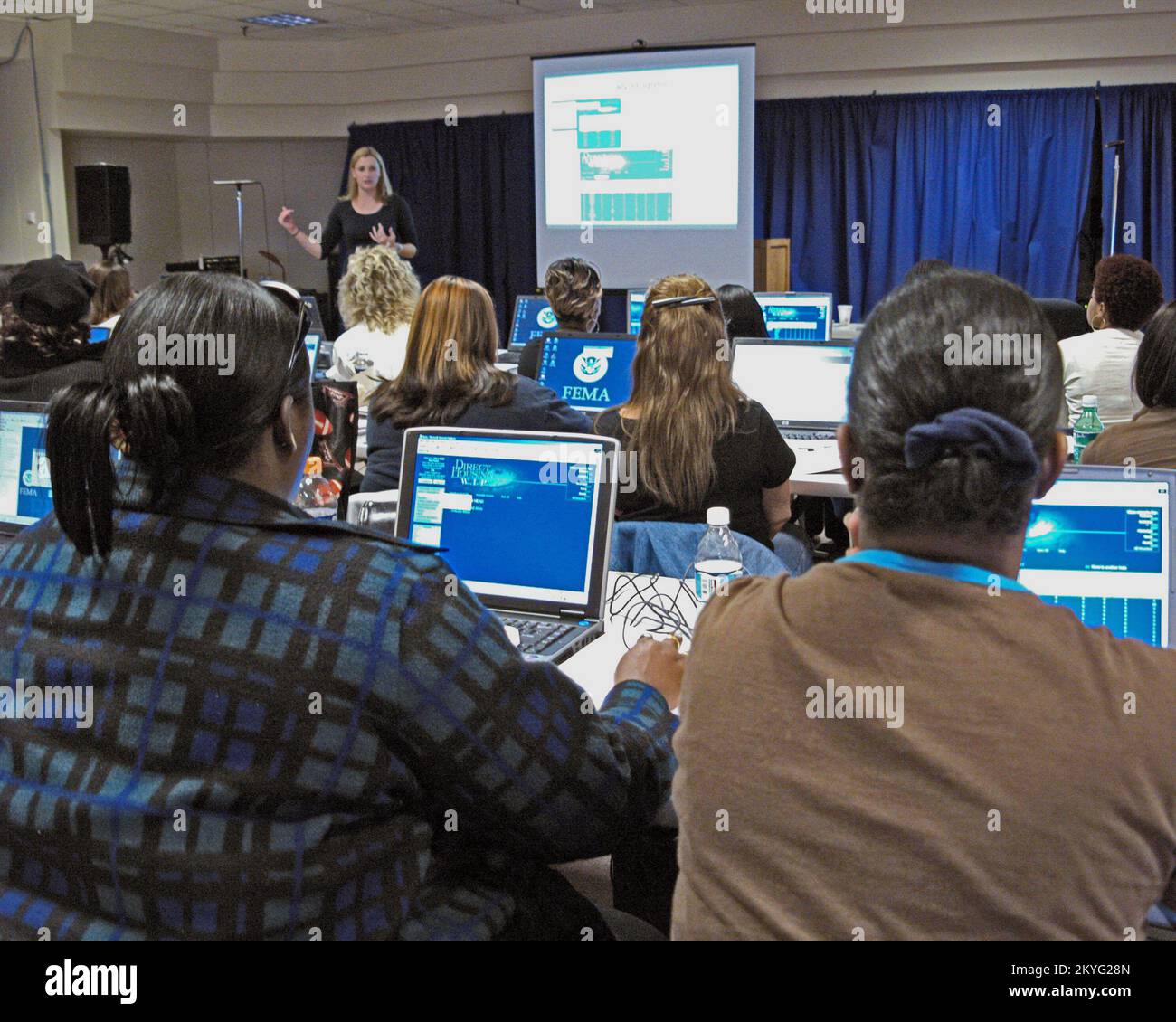 Hurricane Katrina, Baton Rouge, La., September 20, 2006 - Individual  Assistance (IA) Call Center workers receive training at the Louisiana Area Field  Office (AFO). The AFO's Call Center employs nearly 50 people