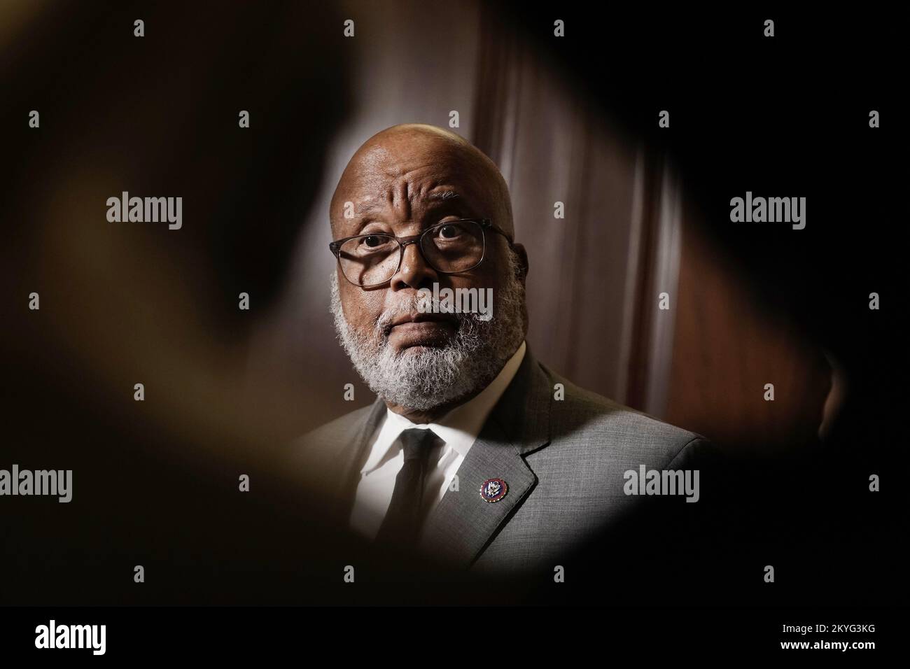 Washington, United States. 13th June, 2022. Committee Chairman Bennie Thompson, D-MS, speaks to reporters after the House select committee investigating the January 6 attack on the U.S. Capitol held its second public hearing to discuss its findings of a year-long investigation, on Capitol Hill in Washington, DC, on Monday, June 13, 2022. Photo by Ken Cedeno/UPI Credit: UPI/Alamy Live News Stock Photo