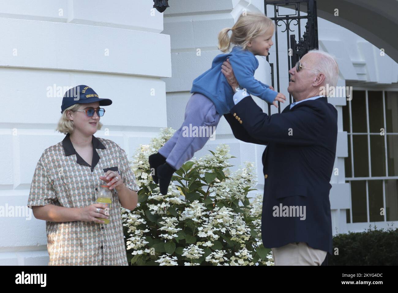 Washington, United States. 30th June, 2022. President Joe Biden greets his grandson Beau, the son of Hunter Biden, and his granddaughter, Maisy Biden, left, after returning to Washington, DC, on Thursday, June 30, 2022. Biden returned to Washington after attending summits in Germany and Spain. Photo by Oliver Contreras/UPI Credit: UPI/Alamy Live News Stock Photo
