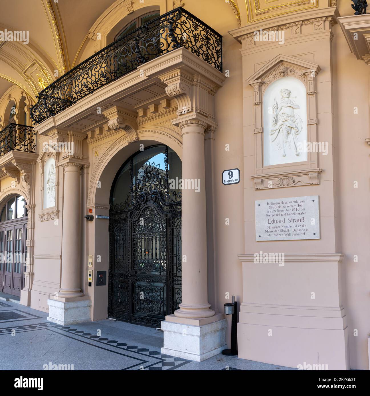 Vienna, Austria - 22 September, 2022: house front of the home of composer Eduard Strauss in downtown Vienna Stock Photo