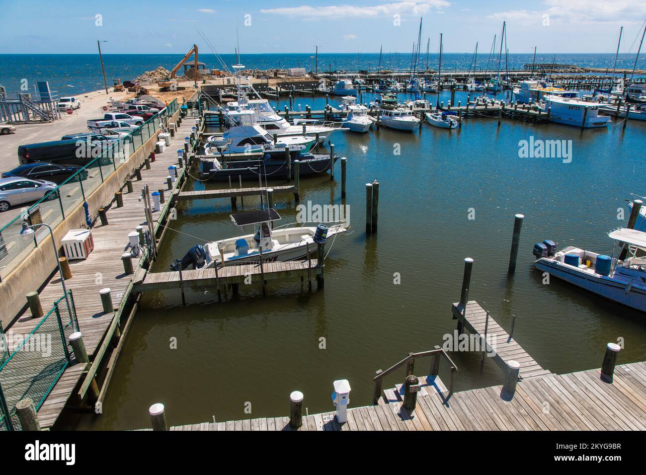 Long Beach, MS, Aril 1, 2015 View of Long Beach Harbor, boat slips