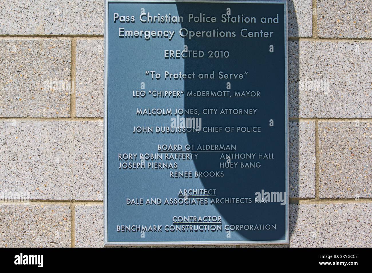 Pass Christian, MS, Aril 29, 2015 Dedication plaque outside the