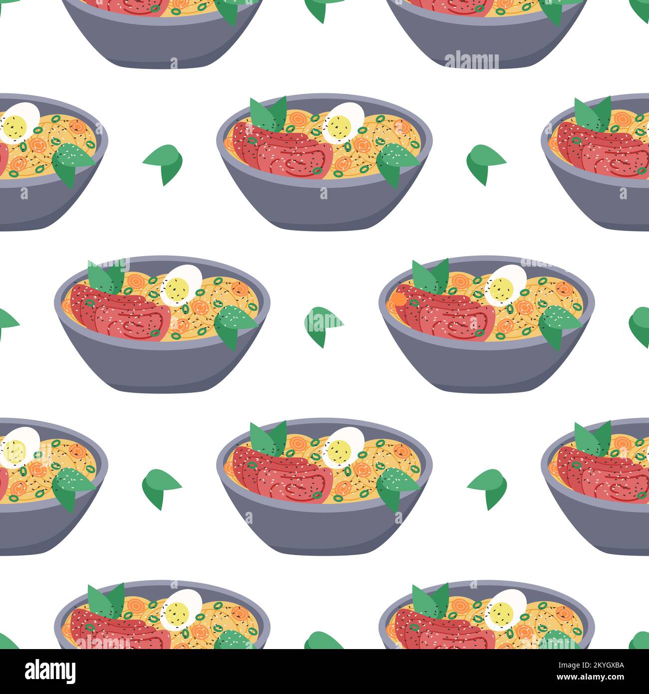 Traditional japanese ramen soup seamless pattern Stock Vector Image